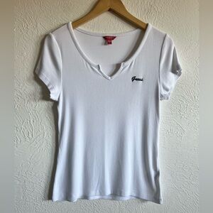 3/$12 Guess Basic White Tee Shirt w/ Logo Ribbed Super Soft Size Large